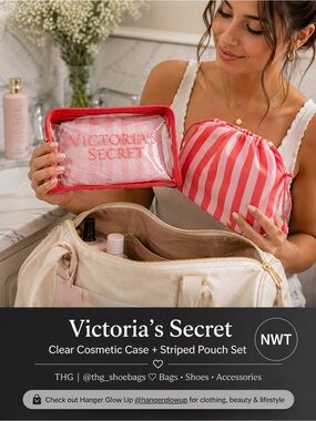 Victoria’s Secret Clear Cosmetic Case 2-Piece Travel Pouch Set NWT